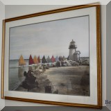 A02. Sailboat print in gilt frame. 23”h x 29”w 